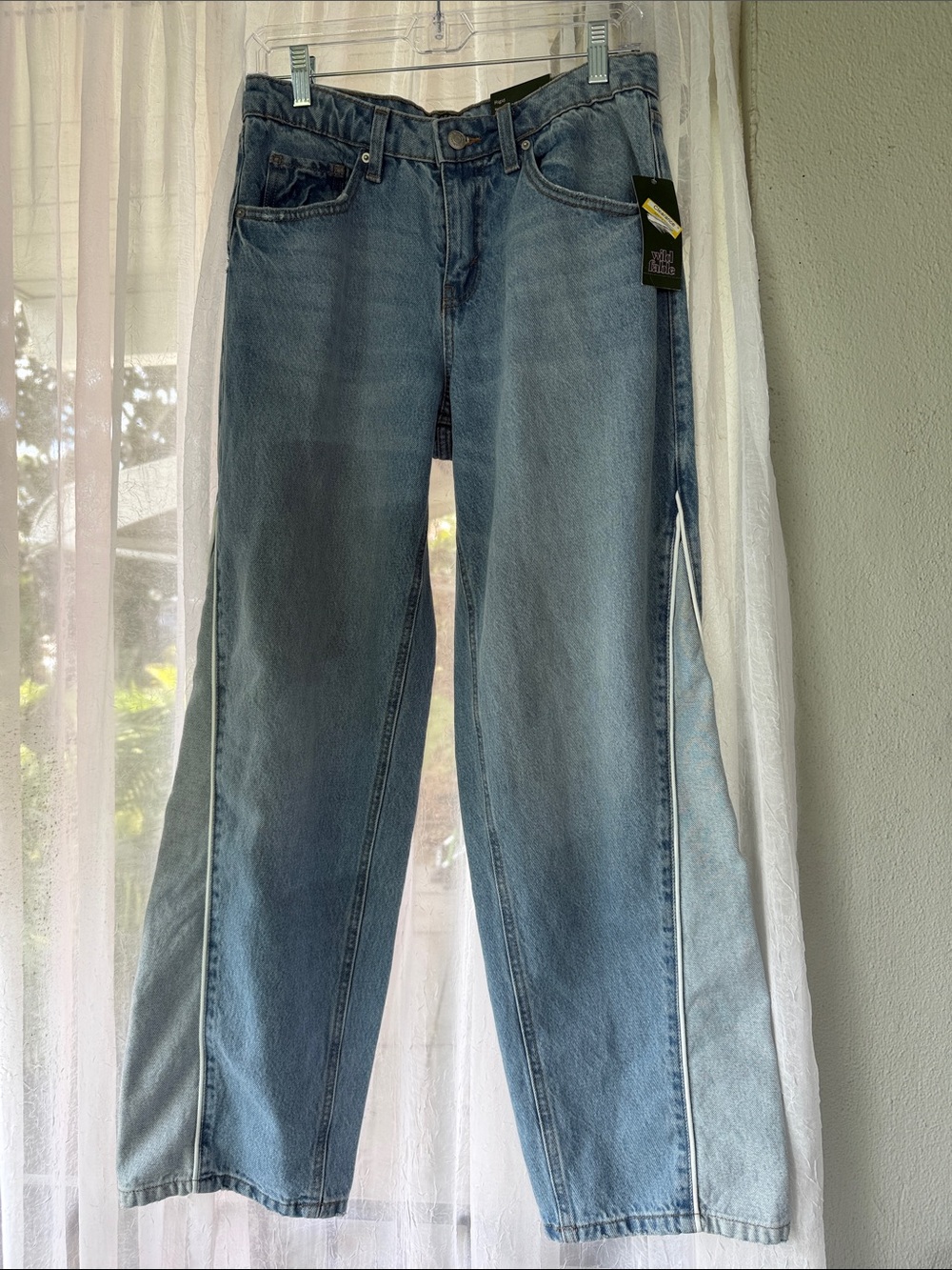 wild fable Two-Tone Light Blue Straight Leg Jeans